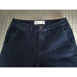 Me By Jennie Garth Size 10 Dark Wash Boston Pintuck Wide Leg Jeans A667993 NWOT